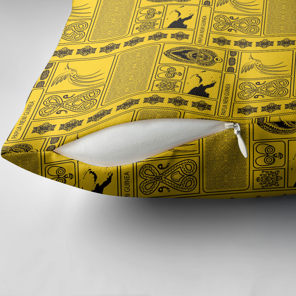Papua New Guinea Heritage Motif Pillow Cover Yellow Version
