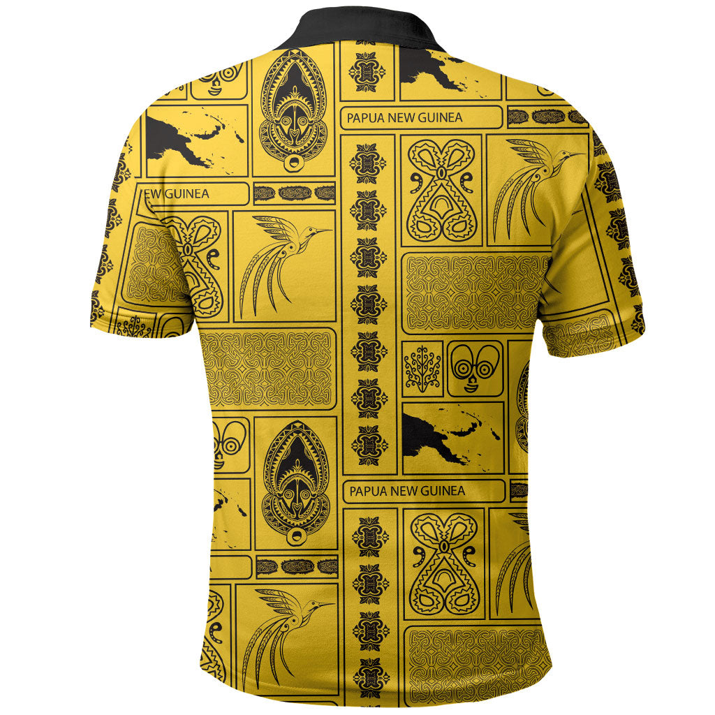 Papua New Guinea Heritage Motif Polo Shirt Yellow Version