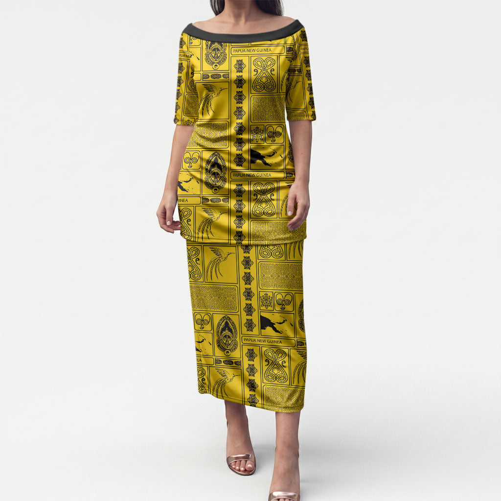 Papua New Guinea Heritage Motif Puletasi Yellow Version