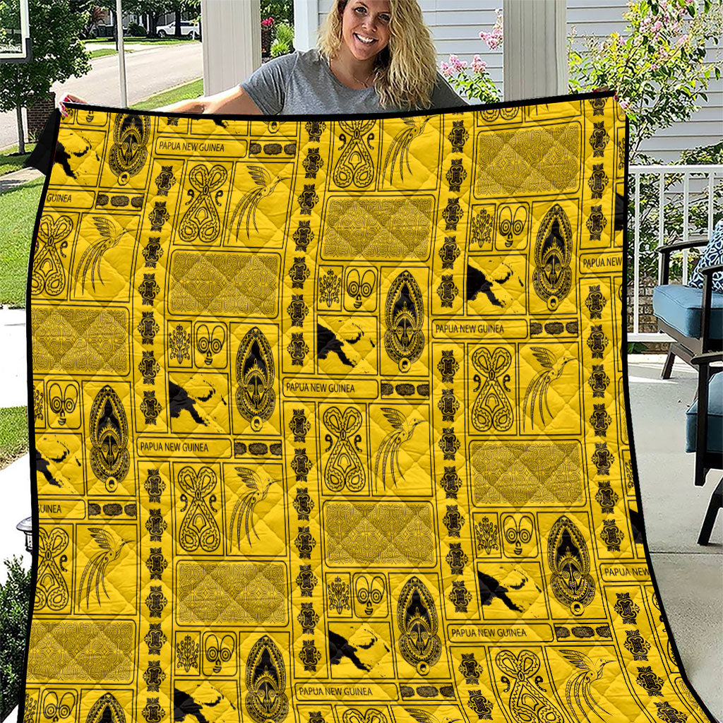 Papua New Guinea Heritage Motif Quilt Yellow Version