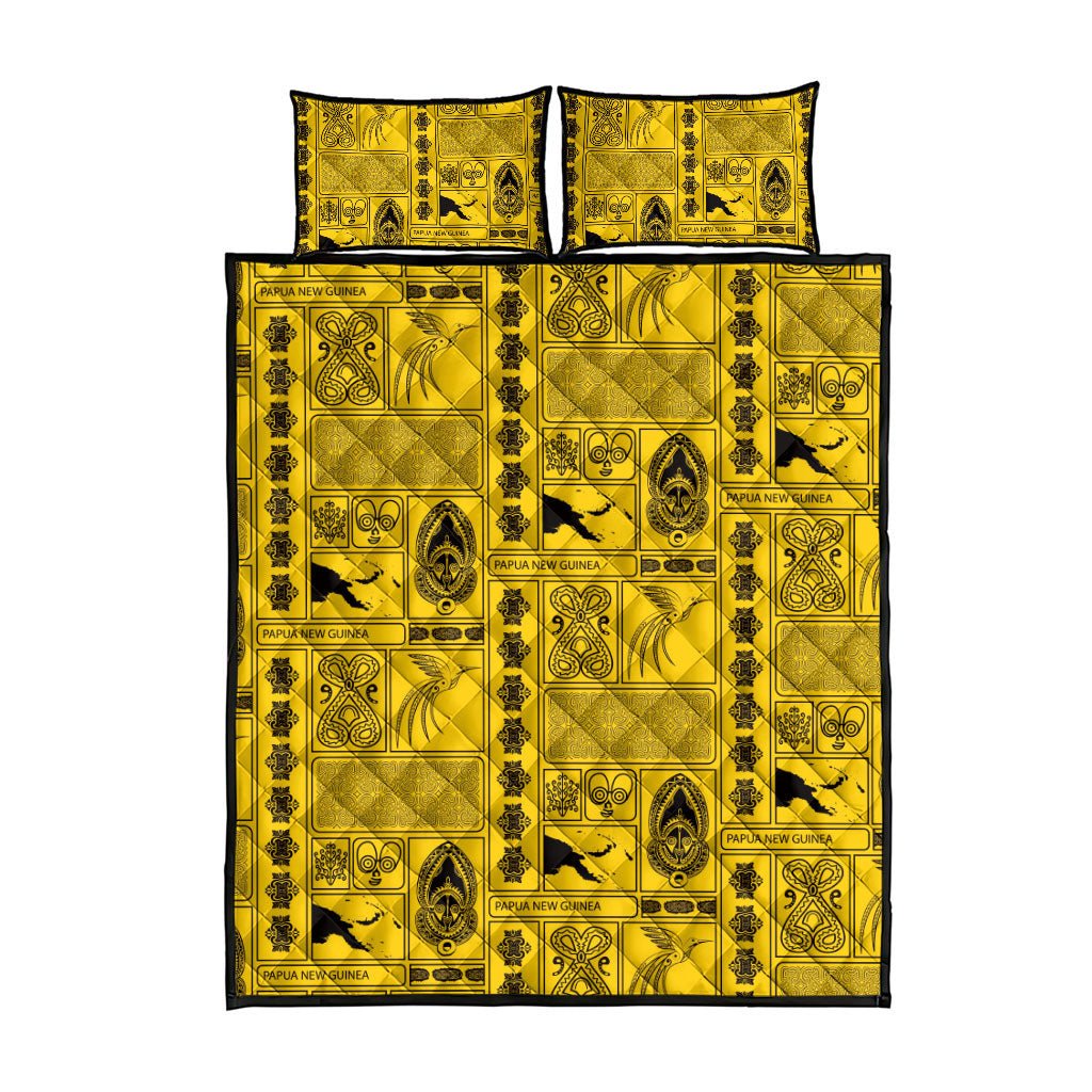 Papua New Guinea Heritage Motif Quilt Bed Set Yellow Version