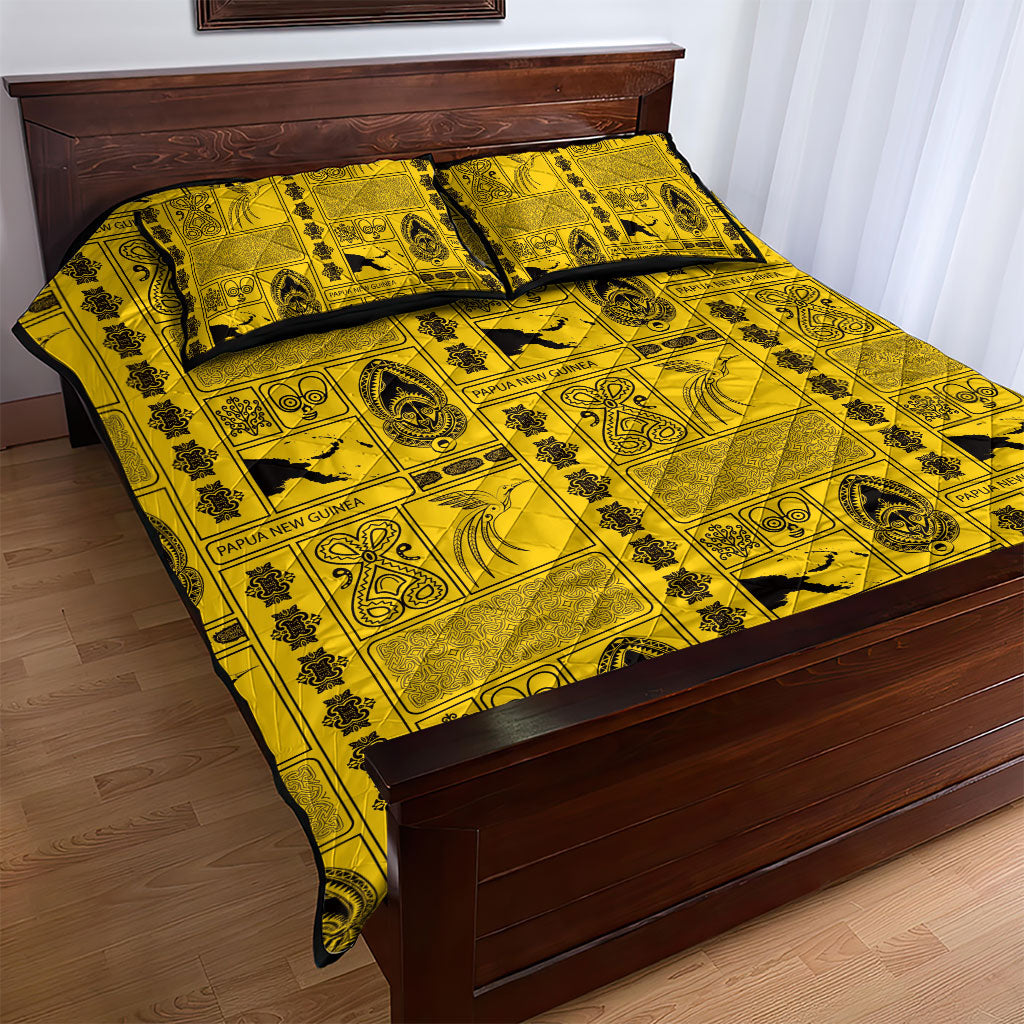 Papua New Guinea Heritage Motif Quilt Bed Set Yellow Version
