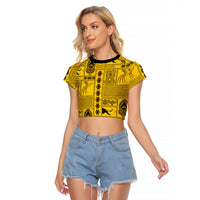 Papua New Guinea Heritage Motif Raglan Cropped T Shirt Yellow Version