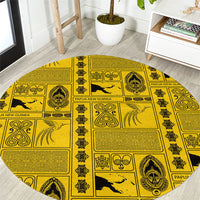 Papua New Guinea Heritage Motif Round Carpet Yellow Version