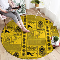 Papua New Guinea Heritage Motif Round Carpet Yellow Version