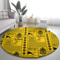 Papua New Guinea Heritage Motif Round Carpet Yellow Version