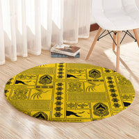 Papua New Guinea Heritage Motif Round Carpet Yellow Version