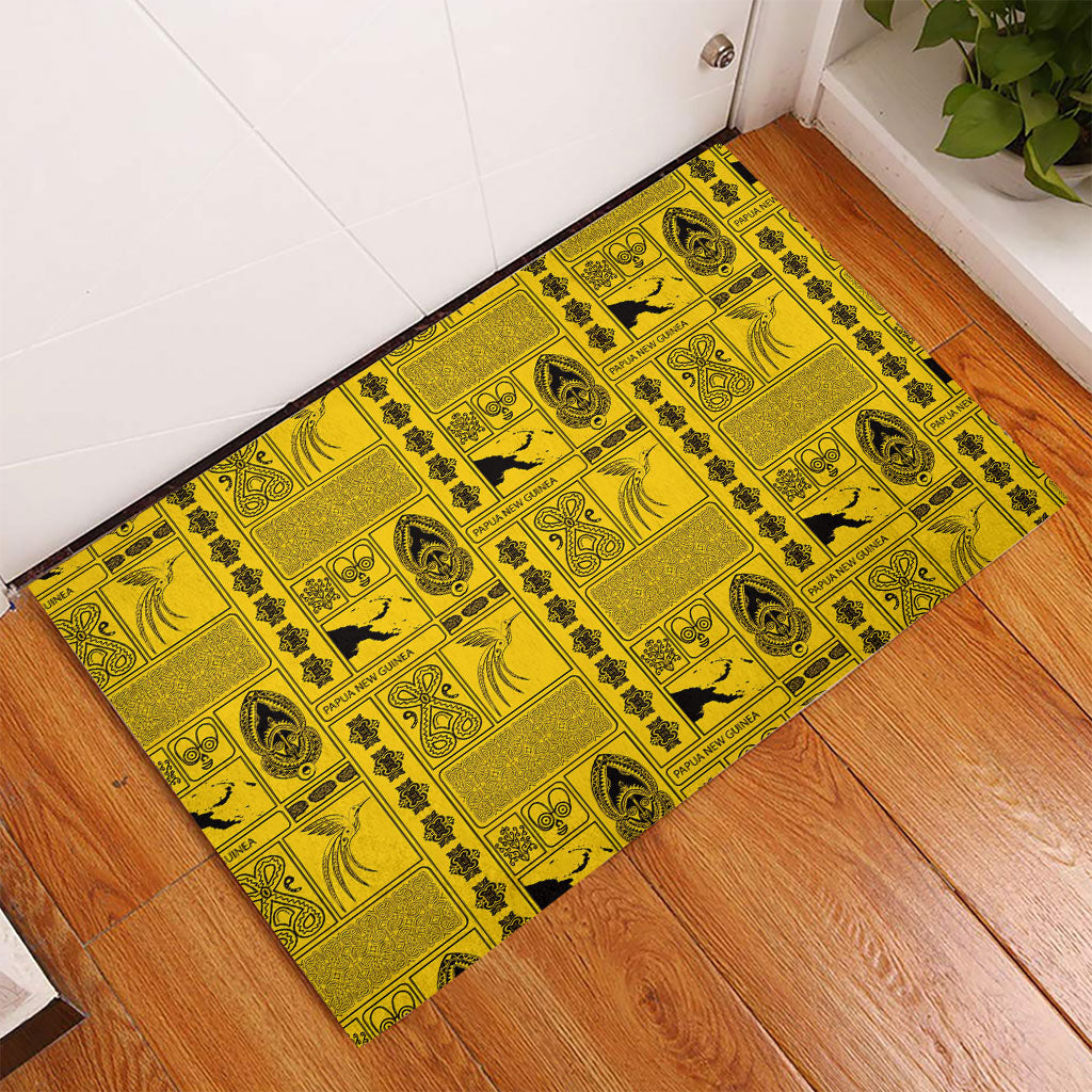Papua New Guinea Heritage Motif Rubber Doormat Yellow Version