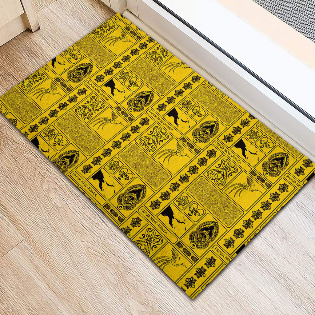 Papua New Guinea Heritage Motif Rubber Doormat Yellow Version