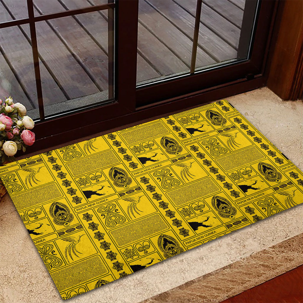 Papua New Guinea Heritage Motif Rubber Doormat Yellow Version