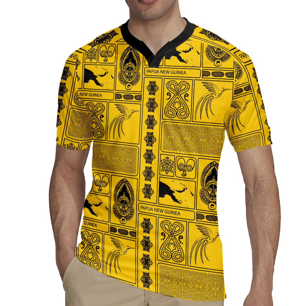 Papua New Guinea Heritage Motif Rugby Jersey Yellow Version