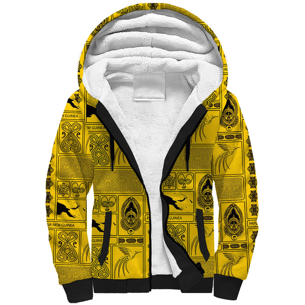 Papua New Guinea Heritage Motif Sherpa Hoodie Yellow Version