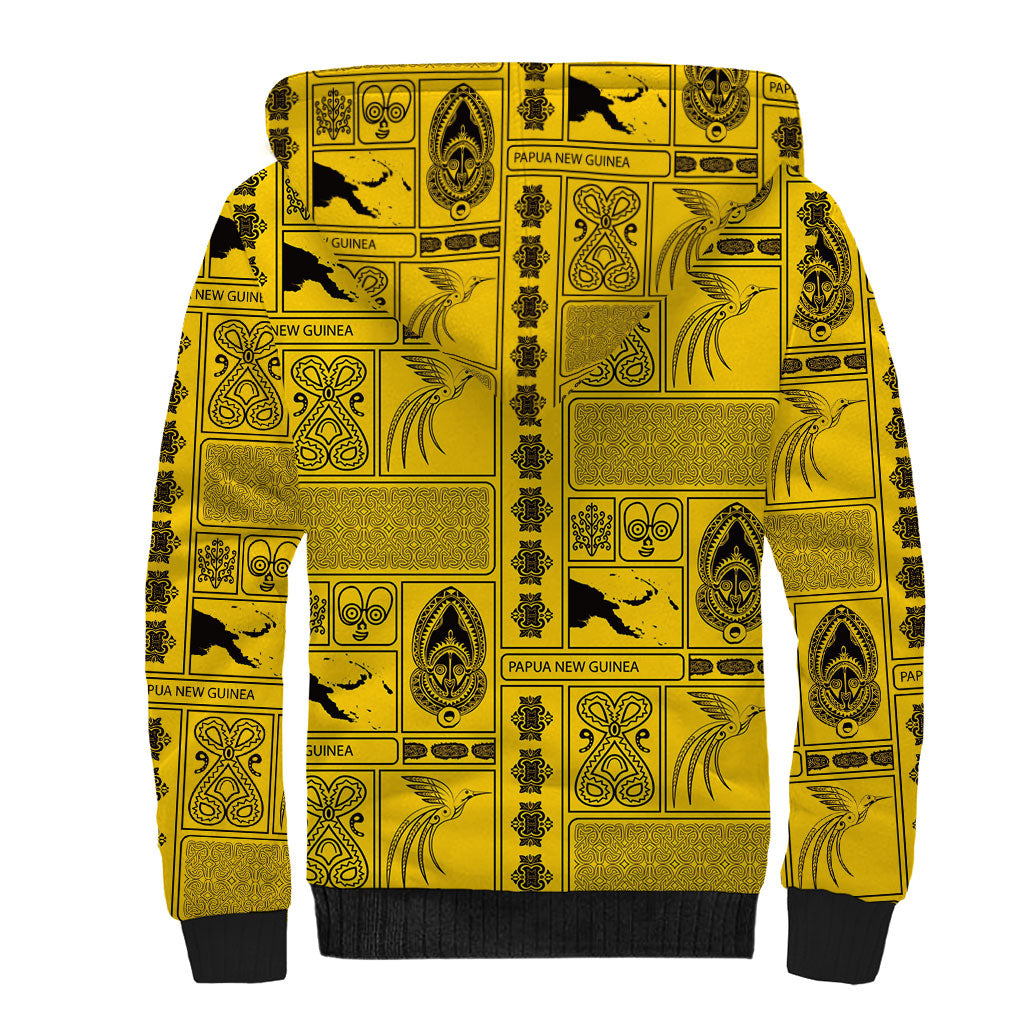 Papua New Guinea Heritage Motif Sherpa Hoodie Yellow Version