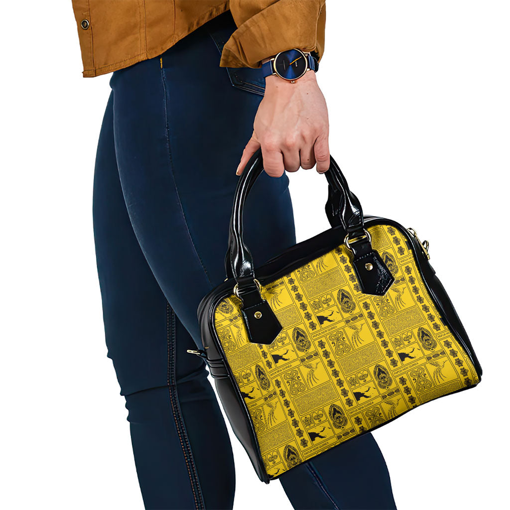 Papua New Guinea Heritage Motif Shoulder Handbag Yellow Version
