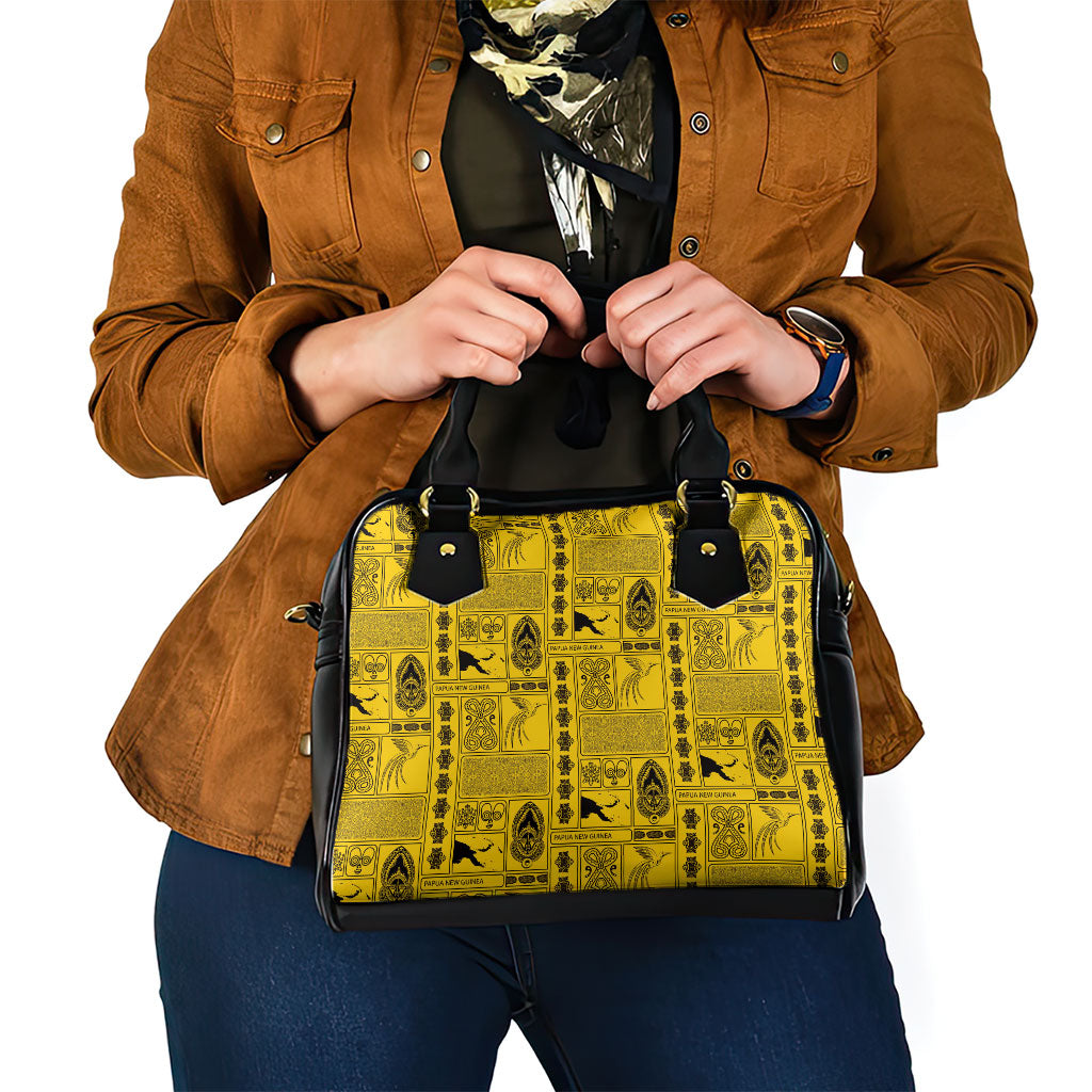 Papua New Guinea Heritage Motif Shoulder Handbag Yellow Version