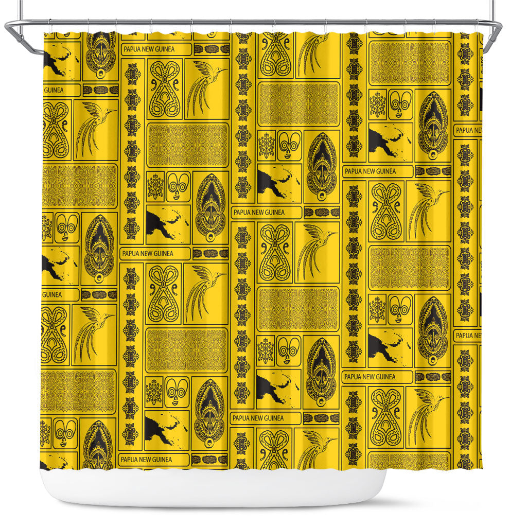 Papua New Guinea Heritage Motif Shower Curtain Yellow Version