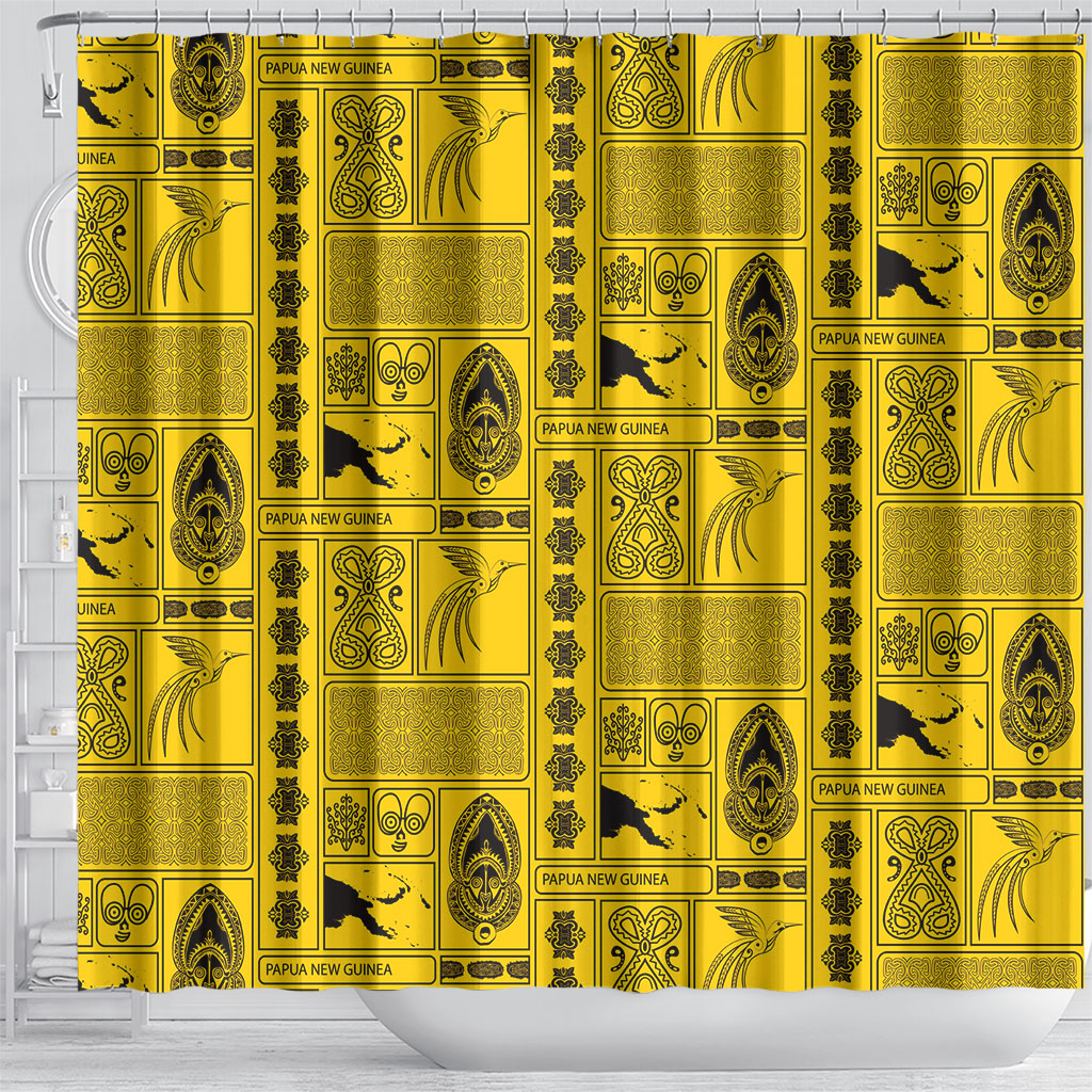 Papua New Guinea Heritage Motif Shower Curtain Yellow Version