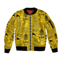 Papua New Guinea Heritage Motif Sleeve Zip Bomber Jacket Yellow Version