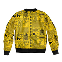 Papua New Guinea Heritage Motif Sleeve Zip Bomber Jacket Yellow Version