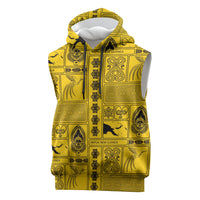 Papua New Guinea Heritage Motif Sleeveless Hoodie Yellow Version