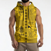 Papua New Guinea Heritage Motif Sleeveless Hoodie Yellow Version