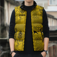 Papua New Guinea Heritage Motif Sleeveless Puffer Jacket Yellow Version