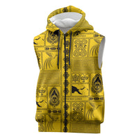 Papua New Guinea Heritage Motif Sleeveless Zip Hoodie Yellow Version