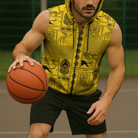 Papua New Guinea Heritage Motif Sleeveless Zip Hoodie Yellow Version