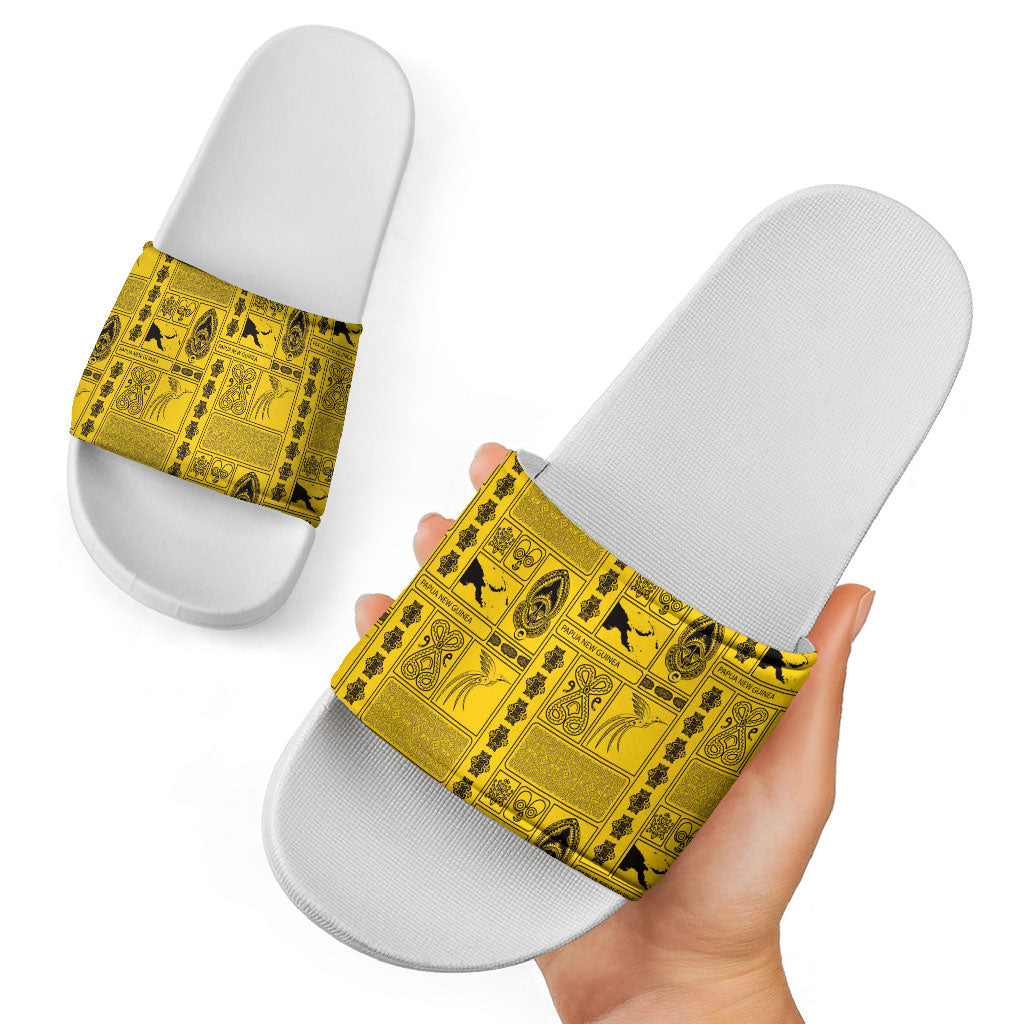 Papua New Guinea Heritage Motif Slide Sandals Yellow Version
