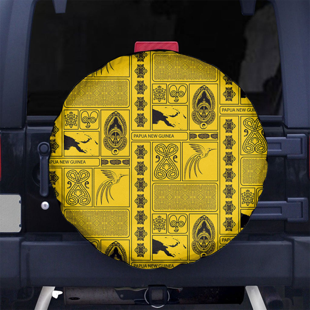 Papua New Guinea Heritage Motif Spare Tire Cover Yellow Version LT05 No hole Yellow - Polynesian Pride