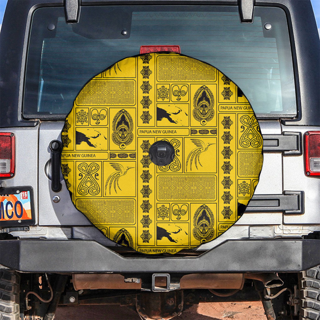 Papua New Guinea Heritage Motif Spare Tire Cover Yellow Version