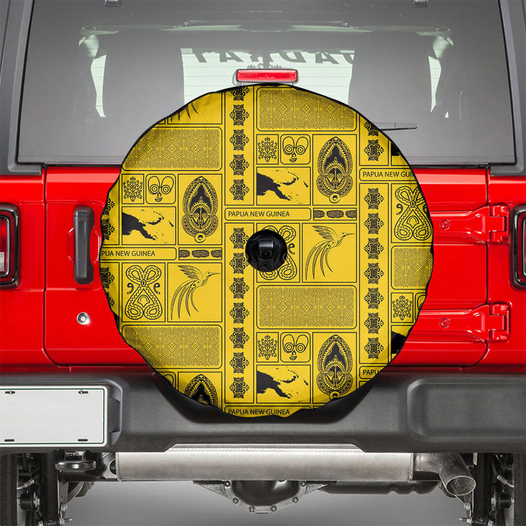 Papua New Guinea Heritage Motif Spare Tire Cover Yellow Version