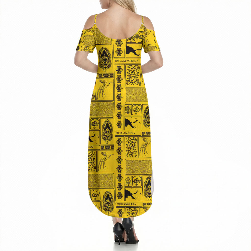 Papua New Guinea Heritage Motif Summer Maxi Dress Yellow Version