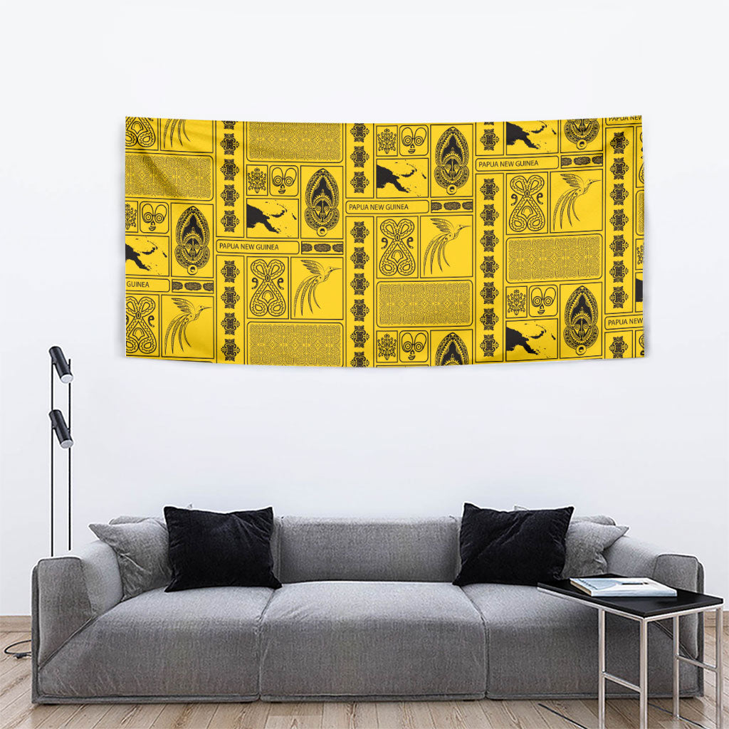 Papua New Guinea Heritage Motif Tapestry Yellow Version