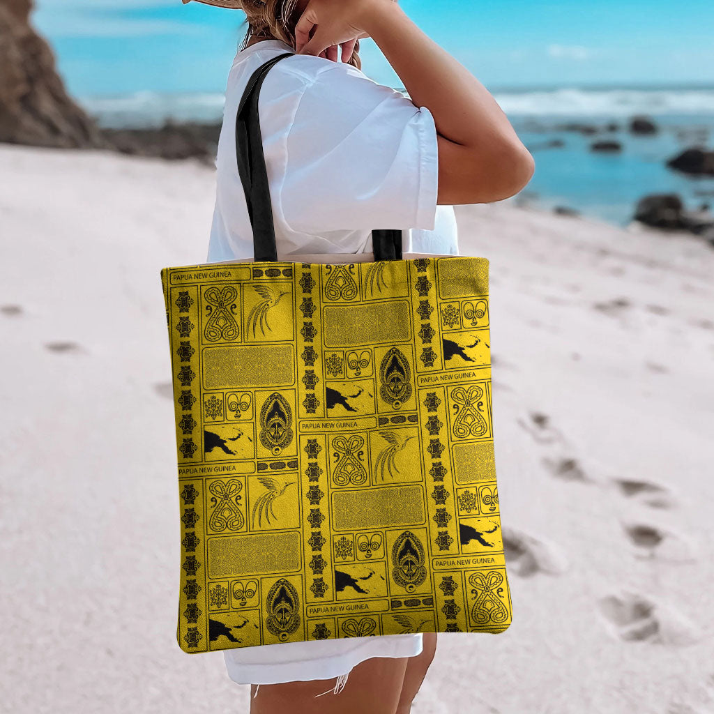 Papua New Guinea Heritage Motif Tote Bag Yellow Version