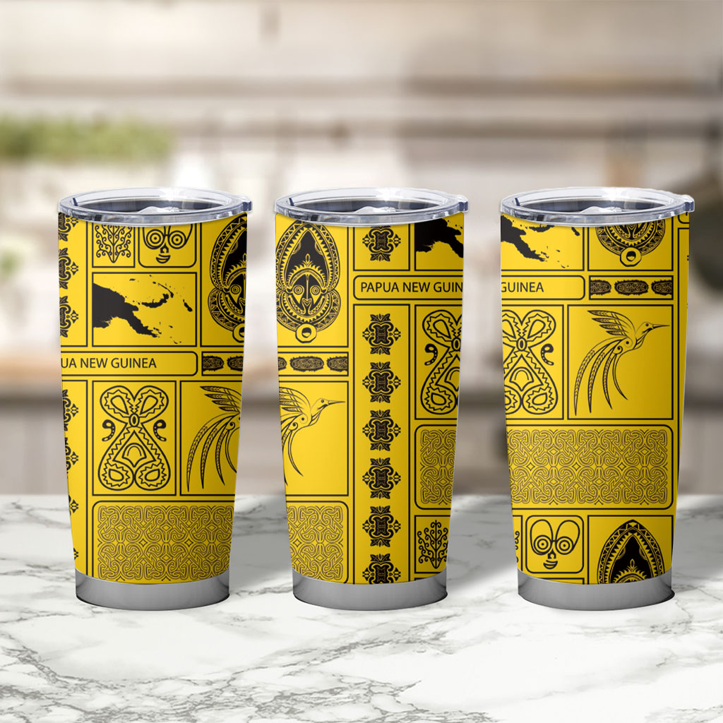 Papua New Guinea Heritage Motif Tumbler Cup Yellow Version