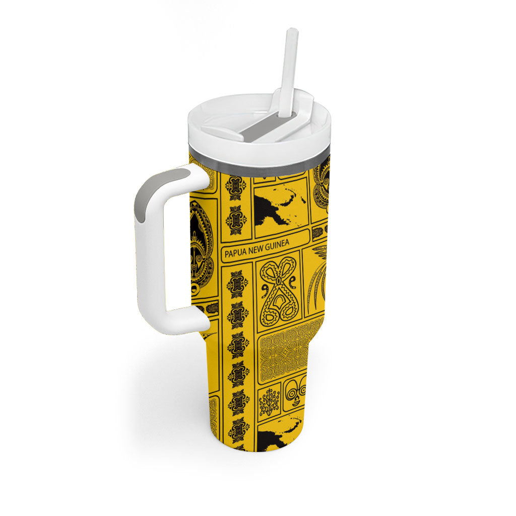 Papua New Guinea Heritage Motif Tumbler With Handle Yellow Version