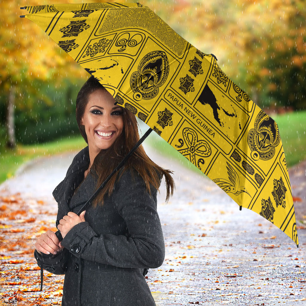 Papua New Guinea Heritage Motif Umbrella Yellow Version