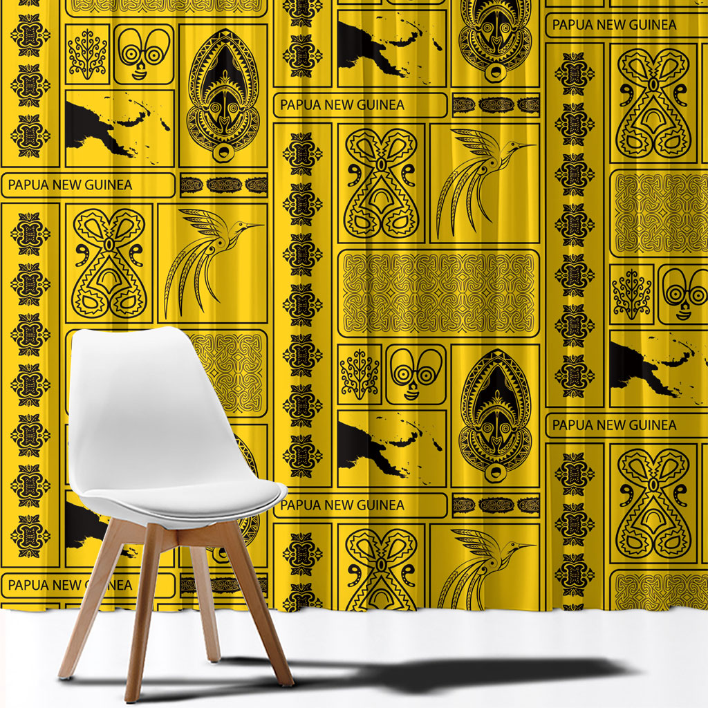 Papua New Guinea Heritage Motif Window Curtain Yellow Version