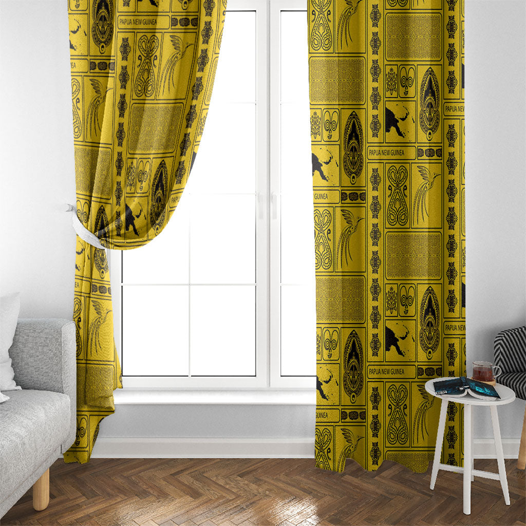 Papua New Guinea Heritage Motif Window Curtain Yellow Version