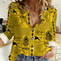 Papua New Guinea Heritage Motif Women Casual Shirt Yellow Version