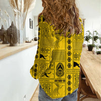 Papua New Guinea Heritage Motif Women Casual Shirt Yellow Version