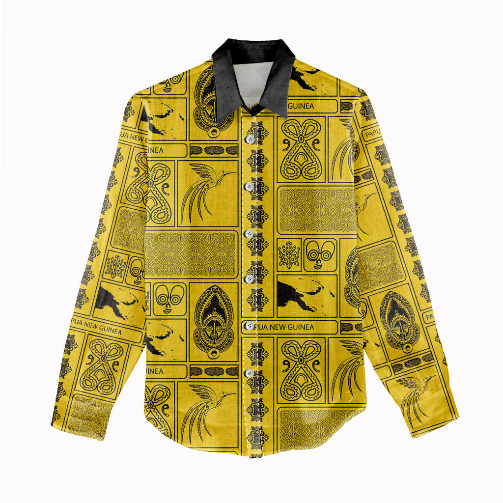 Papua New Guinea Heritage Motif Women Casual Shirt Yellow Version
