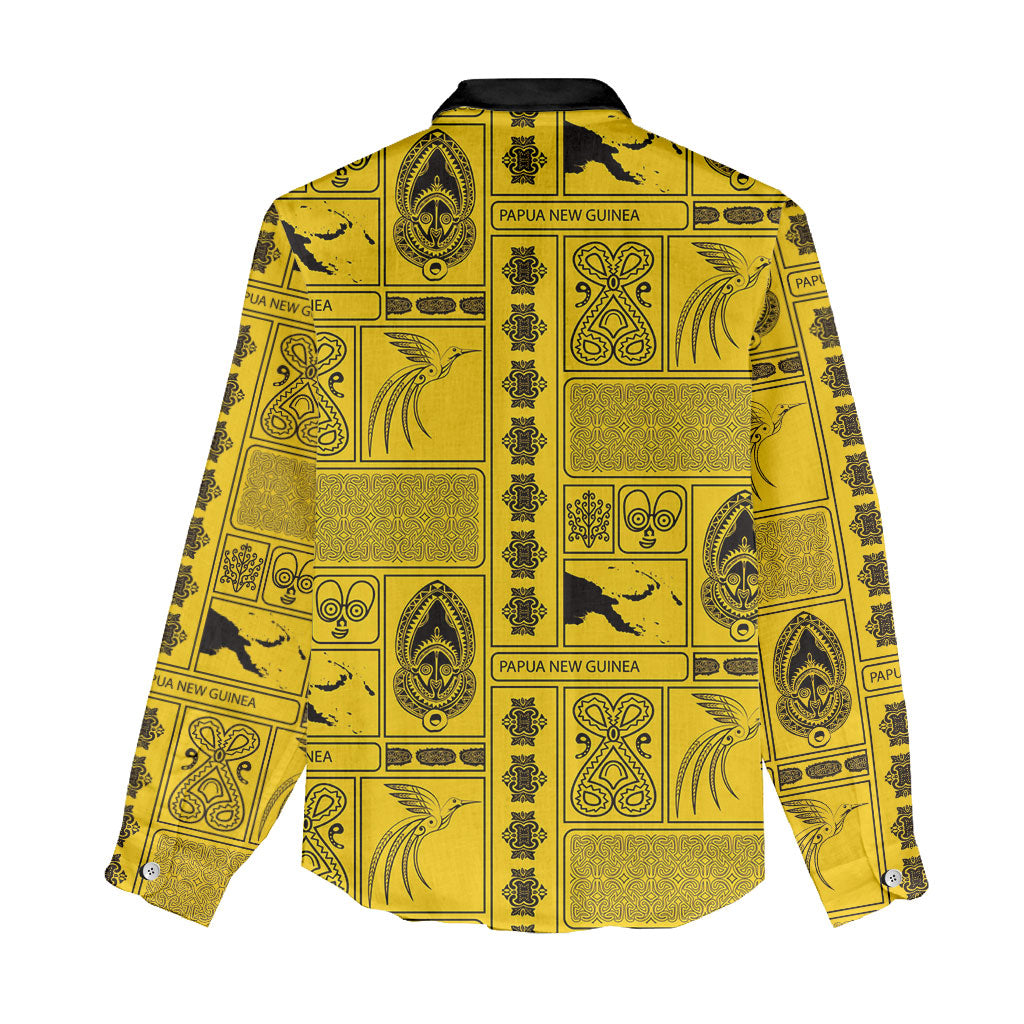 Papua New Guinea Heritage Motif Women Casual Shirt Yellow Version