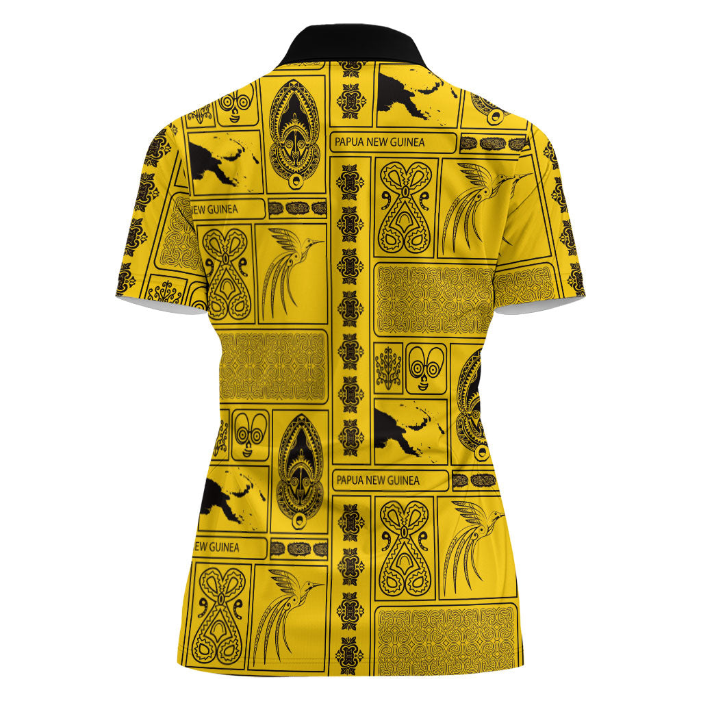 Papua New Guinea Heritage Motif Women Polo Shirt Yellow Version