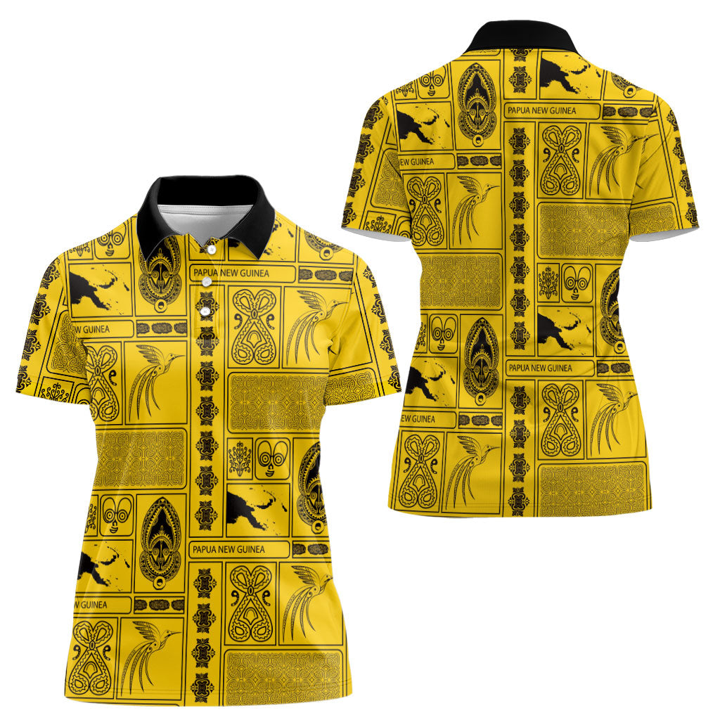 Papua New Guinea Heritage Motif Women Polo Shirt Yellow Version