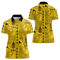 Papua New Guinea Heritage Motif Women Polo Shirt Yellow Version