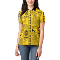 Papua New Guinea Heritage Motif Women Polo Shirt Yellow Version
