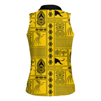 Papua New Guinea Heritage Motif Women Sleeveless Polo Shirt Yellow Version