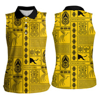 Papua New Guinea Heritage Motif Women Sleeveless Polo Shirt Yellow Version